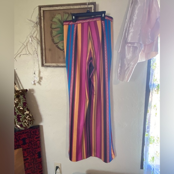 Women’s 70’s NWT Jealous Tomato Striped Wide Leg Multi Colored Pants - Picture 5 of 17